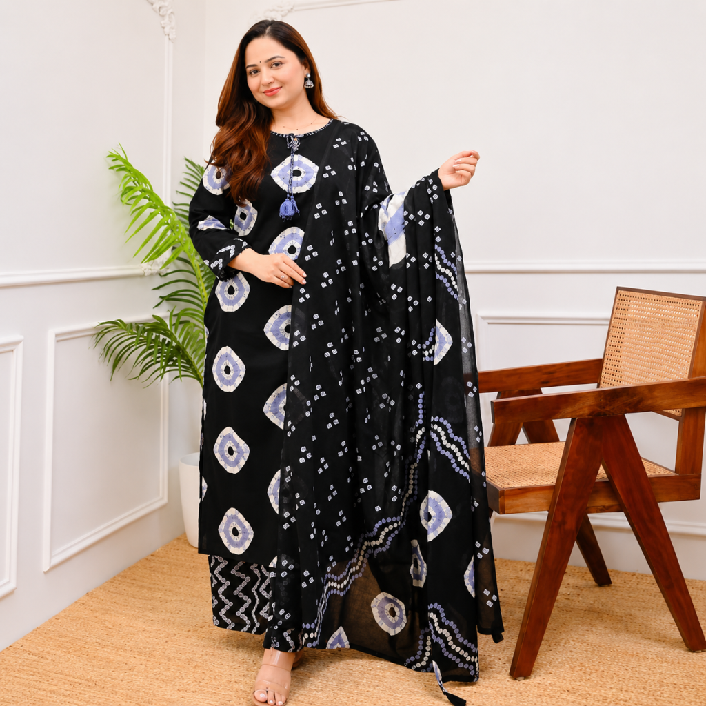 ইলোরা প্রিমিয়াম থ্রি পিস - ব্ল্যাক