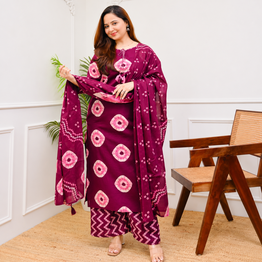 ইলোরা প্রিমিয়াম থ্রি পিস - রানি পিঙ্ক