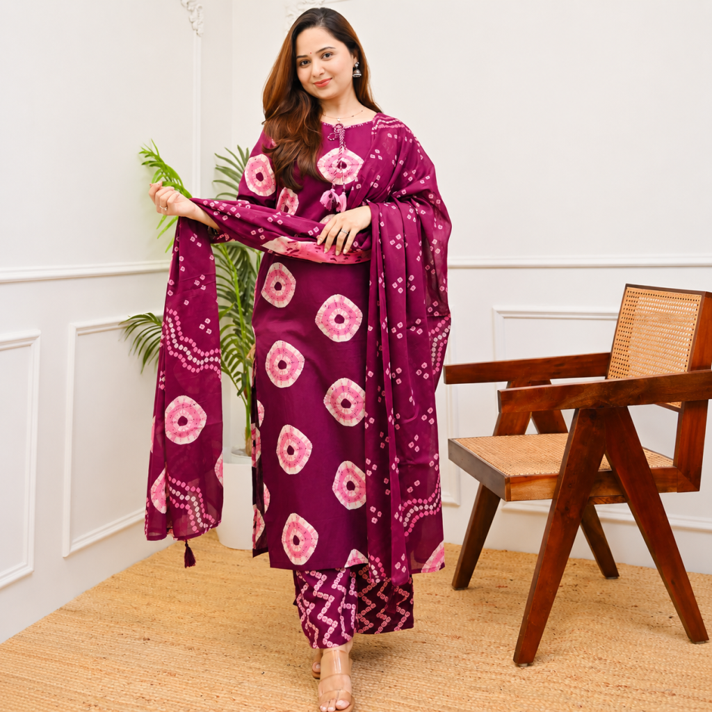 ইলোরা প্রিমিয়াম থ্রি পিস - রানি পিঙ্ক