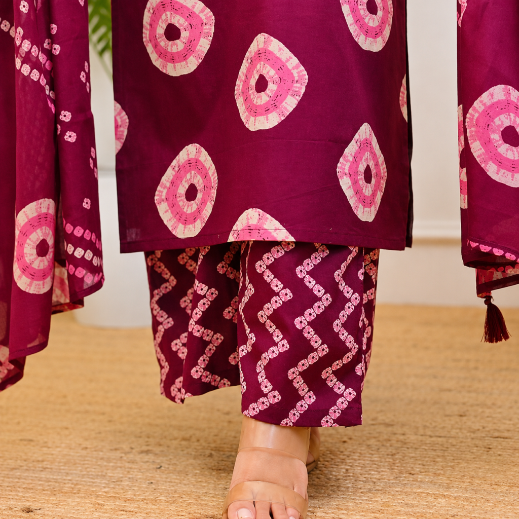 ইলোরা প্রিমিয়াম থ্রি পিস - রানি পিঙ্ক