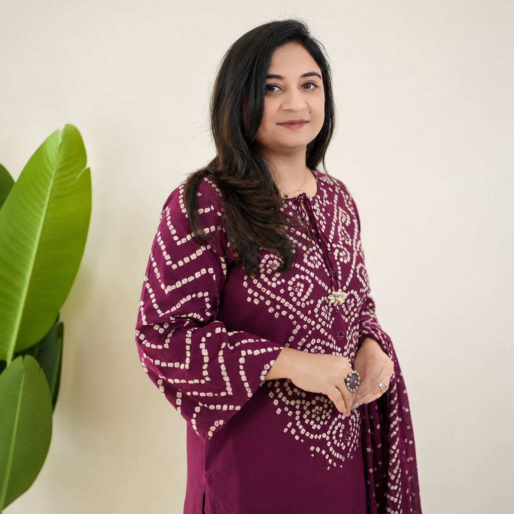মেহের প্রিমিয়াম থ্রি পিস - ওয়াইন
