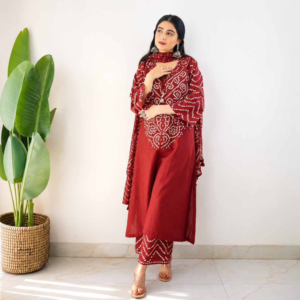 মেহের প্রিমিয়াম থ্রি পিস - ম্যারুন